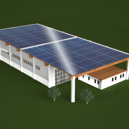 render palestra 3 copertura con fotovoltaico